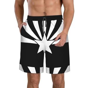 PHTZEZFC Zwarte Arizona vlag print heren strandshorts zomer shorts met sneldrogende technologie, lichtgewicht en casual, Wit, L