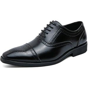 KYOESCAI Heren formele zakelijke schoenen met veters, ademende comfortabele schoenen voor avondkleding, uniformen, bruiloften, feesten en scholen.,zwart,38 EU