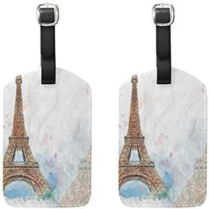 Bagagelabels,Handgeschilderde Eiffeltoren Print Bagagetas Tags Travel Tags Koffer Accessoires 2 Stuks Set
