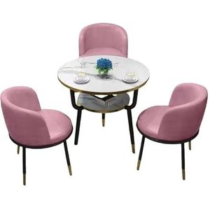 Keuken eettafel set ronde ontbijt bar ronde meubels tafel en stoel set ronde conferentietafel (roze, 90 cm-tafel+4 x stoel)