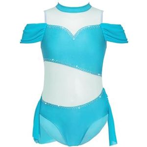NUOYIXUAN Gymnastiekpak voor kinderen, holle rug, strass, gymnastiekpak voor meisjes, gymnastiekpak voor ballet, performance-kleding (blauw, 10)