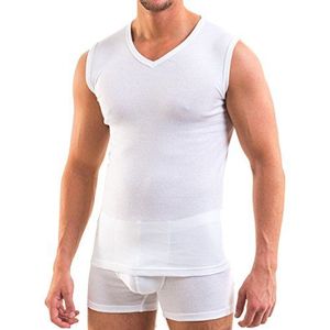 HERMKO 3050 Heren spier shirt met V-hals exclusive by van 100% biologisch katoen Atlethic Vest onderhemd, Größe Herren:5 (M), Farbe:weiß