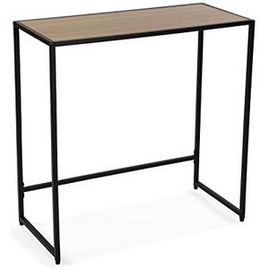 Versa Lasse Smalle hal of vestibule Entree hal meubilair, Console Tafel, Afmetingen (H x B x H) 74,5 x 35 x 75 cm, MDF Hout en Metaal, Kleur Zwart en bruin