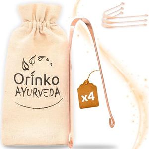 ORINKO - Tongschraper x4-100% Koperen Tongschrapers + E-Book - Tongreiniger - Elimineer Bacteriën en Schadelijke Stoffen - Verminder Slechte Adem [Geld-Terug-Garantie]