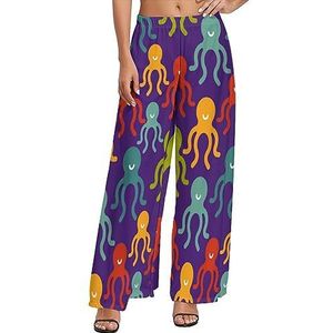 Kleurrijke Octopus Patroon Vrouwen Casual Brede Pijpen Lounge Broek Comfortabele Losse Joggingbroek Joggers Broek