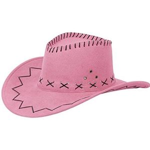 Alsino Cowboyhoed hoed carnaval hoed cowboy carnaval westernstijl carnavalskostuum heren dames kinderen leer unisex één maat (roze)