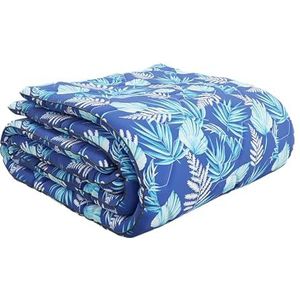 HappyBed - All Year Dekbed Enkel 160x220 - Twijfelaar - Wasbaar Zonder Overtrek - Bedrukt Met Print - Hoesloos - Blue Leaves