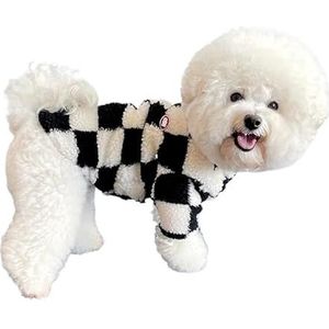 Warme geruite hondenkleding Kat Hond Jas Schnauzer Teddy Corgi Kleding Accessoires for huisdieren (Color : Black, Size : XS)