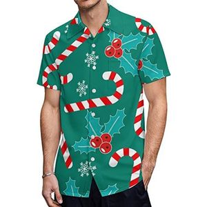 Romantische Kerstmis Heren Korte Mouw Shirts Casual Button-down Tops T-shirts Hawaiiaanse Strand Tees L