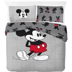 Jay Franco Disney Mickey Mouse Strepen 100% Katoen Dubbele Dekbedovertrek Set - Inclusief 50 x 70cm Kussensloop