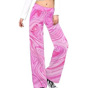 Roze Marmeren Patroon Yoga Broek Voor Vrouwen Casual Broek Lounge Broek Trainingspak Met Trekkoord M