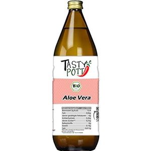 Tasty Pott Biologische aloë vera direct sap, aloë verose, natuurlijk plantensap, veganistisch dieet, rijk aan vitaminen, vruchtensap in de glazen fles, 1000 ml