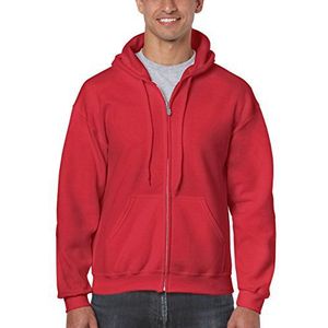 GILDAN Heren capuchontrui volwassenen 50/50. Full Zip Hooded Sweat/18600, effen, Rood (Red 40), XL