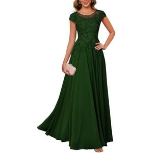 BRIGOW Kant Applique Moeder van de Bruid Jurk voor Bruiloft Prom Jurken Chiffon Cocktail Jurken Plus Size, Emerald Groen, 34