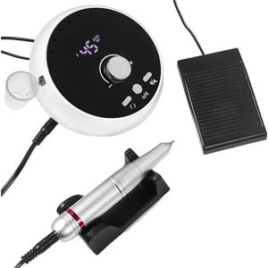 45000RPM Professionele Elektrische Nagelboor Manicure Machine Geluidsarme Nagelschuurmachine Set Nagelsalon Polijstmachine Apparatuur Gereedschap(White,EU)