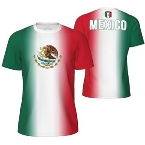 Sport Mesh T-Shirt Geleidelijke Mexico Vlag Tees 3D Gedrukt voor Fitness Running Fiets Voetbal Tennis Voetbal, Meerkleurig, M