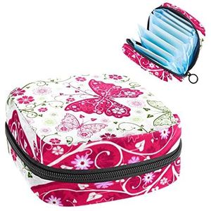 Vrouwen Maandverband Pads Handtas Dames Menstruatie Cup Pouch Meisjes Draagbare Tampon Opbergtas Abstracte Vlinder Periode Pouch met Rits
