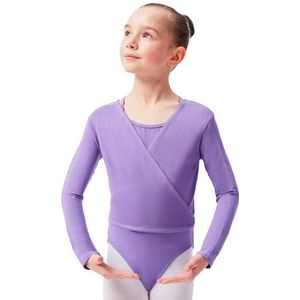 tanzmuster Ballet wikkeljas meisjes - Mandy - Gr. 92-170 - extra zachte katoenen stof - balletjas om in te wikkelen voor kinderen, lila, 152 cm