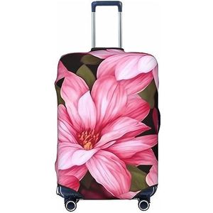 AdaNti Schoonheid roze Bloemen Print Reizen Bagage Cover Elastische Wasbare Koffer Cover Bagage Protector Voor 18-32 Inch Bagage, Zwart, L