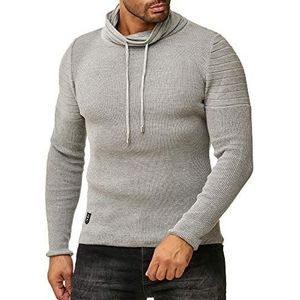 Red Bridge gebreide trui voor heren, rolkraag, pullover, schouderlijnen, grijs, M