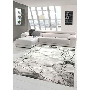 Teppich-Traum Tapijt woonkamer designer tapijt marmeren look met glasvezels in grijs formaat 120x170 cm