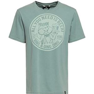 King Kerosin Heren Classic T-shirt | Korte mouwen Shirt | Regular Fit | Acidwashed | Rockabilly | Vintage, grijsgroen, M