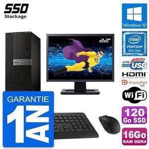 Dell PC Tower 5050 display, 22 inch, Intel G4400 RAM, 16 GB, SSD, 120 GB, HDMI, Windows 10, wifi (gereviseerd)