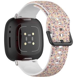 Sportbandje compatibel met Fitbit Sense / Sense 2 / Versa 4 / Versa 3 (marmer camouflage graniet textuur) siliconen armband accessoire