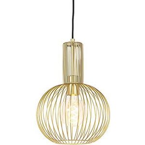 QAZQA - Design hanglamp goud - Wire Whisk | Woonkamer | Slaapkamer | Keuken - Staal Langwerpig - E27 Geschikt voor LED - Max. 1 x 60 Watt