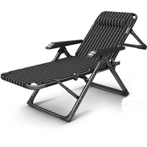 GEIRONV Opklapbare fauteuil, 8-standen verstelbare massage-armsteun Design fauteuil met comfortabele hoofdsteun Home Break Tuinfauteuil Fauteuils (Color : Black bar, Size : 178 * 41cm)
