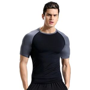 yk8fass Sport strak T-shirt ik-9622, Zwart Grijs, S