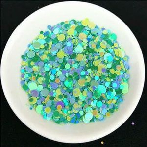 20g Multi Size 1mm 2mm 3.0mm 4.0mm stip Nagelpailletten Plat Rond Pailletten Nagel Beauty Stickers Lady Girls manicure Glitter Pailletten-Mix 2 Groen 1 Blauw