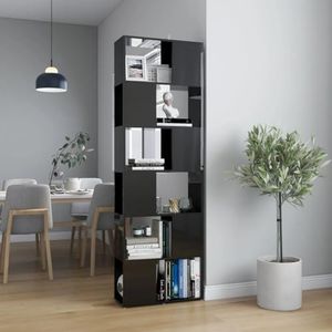 CBLDF Boekenkast Room Divider Hoogglans Zwart 60x24x186 cm