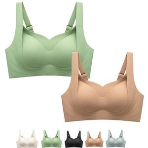 Ondersteunende, Draadloze Liftbeha, De Hele Dag Comfort, Geen Lekken, Vormgevend En Naadloos Ontwerp(Khaki+green,XX-Large)
