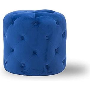 GZDZ Sofa poef voetenbank, Ottomaanse ronde met gesp voetkruk stof massief houten frame licht woonkamer voetenbanken kleine bank (kleur: blauw)