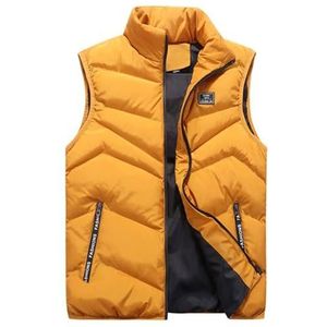 Donzen Vest Gilet Herenvest Van Dik Katoen, Herfst- En Winterwarm Vest, Mouwloos Vest Met Ritssluiting Gewatteerd Vest(Yellow,8XL)