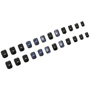 Vierkante Press-on Nagels Sneeuwvlok Ontwerpen Franse Nep Nagels Acryl Valse Nagels, Kunstnagels Lijmen op Nagels