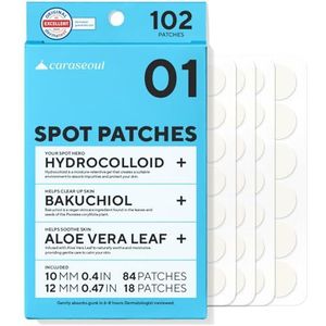 Caraseoul Pimple Patches – Hydrocolloïde Acnepleisters in 2 Maten voor het Bedekken van Puistjes en Onzuiverheden, met Bakuchiol&Aloë Vera, Koreaanse Huidverzorging, Dermatologisch Getest [102 Stuks]