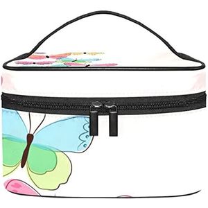Vlinders make-up organizer tas, reismake-up tas organizer case draagbare cosmetische tas voor vrouwen en meisjes toiletartikelen, Meerkleurig, 22.5x15x13.8cm/8.9x5.9x5.4in