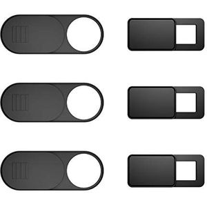 Webcam Cover (6 stuks) Slide Ultra Slim webcam cover voor laptop, iMac, MacBook Pro, Mac, computer, smartphone, tablet - ter bescherming van je privacy (zwart)