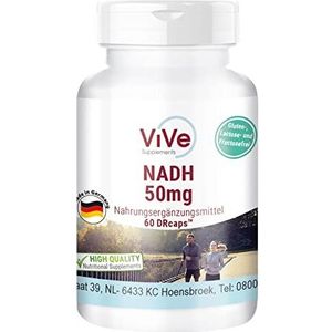 NADH 50 mg - 60 capsules, veganistisch en stabiel - vertraagde DRcaps - 2 maanden levering | Kwaliteit uit Duitsland ViVe Supplements