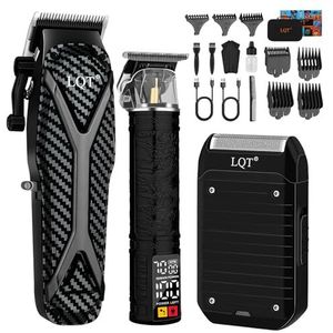 LQT Tondeuse voor mannen Professional, tondeuse & baard elektrische scheermesset, kappersset voor mannen verzorging draadloos met LCD-display, tondeuse en trimmerset