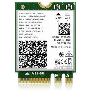 WiFi 6E draadloze kaart Intel AX210NGW, Bluetooth 5.3 Tri-Band 5400Mbps M.2/NGFF-netwerk voor pc-laptop AX210-netwerkkaart Ondersteuning Windows 10/11 (64bit)