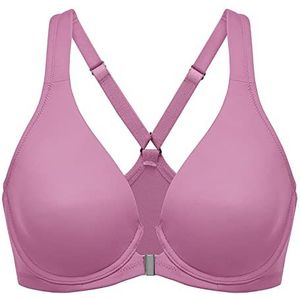 DELIMIRA Women's Front Closure Racerback Naadloze Beugel Ongevoerde Plunge Full Coverage Bra Bruine roos 75C