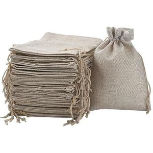 Hessische tassen 50 stuks jute verpakkingszakjes trekkoord zakken donkerkaki voor sieraden verpakking 9x7cm 14x10cm 18x13cm 20x15cm trekkoord geschenkzakken voor sieraden bruiloft Kerstmis (kleur: