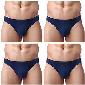 Avidlove Herenondergoed, set van 4 stuks, slips, micro modal, zijdezachte onderbroek, 4 x blauw., L