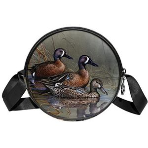 Messenger Bag Wildlife Duck Crossbody Tas voor Vrouwen Rond, Meerkleurig, 6.7x6.7x2.3 in, Sling Rugzakken