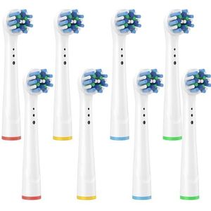 Vervangende borstels, compatibel met Braun Oral B, elektrische tandenborstel, Sensitive Precision Floss Deep Dual Clean Cross Action, 8 stuks, wit