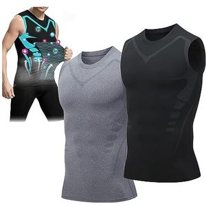 2023 New Version Ionic Shaping Sleeveless Shirt, Version Energxcel Ionic Shaping Vest, Men Ice Silk Body Shaper T-Shirt (XL,2A)