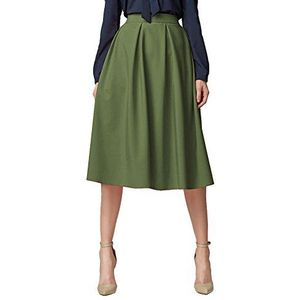Urban GoCo Uitlopende A-lijn midi-rok met zakken voor dames, legergroen, S